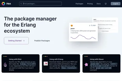 Screenshot of the Hex homepage