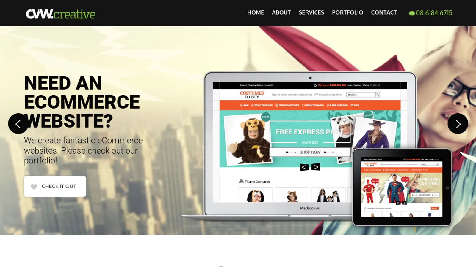Screenshot of the CVW Creative homepage