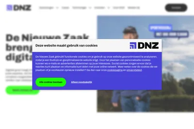 Screenshot of the De Nieuwe Zaak eCommerce BV (part of UP) homepage