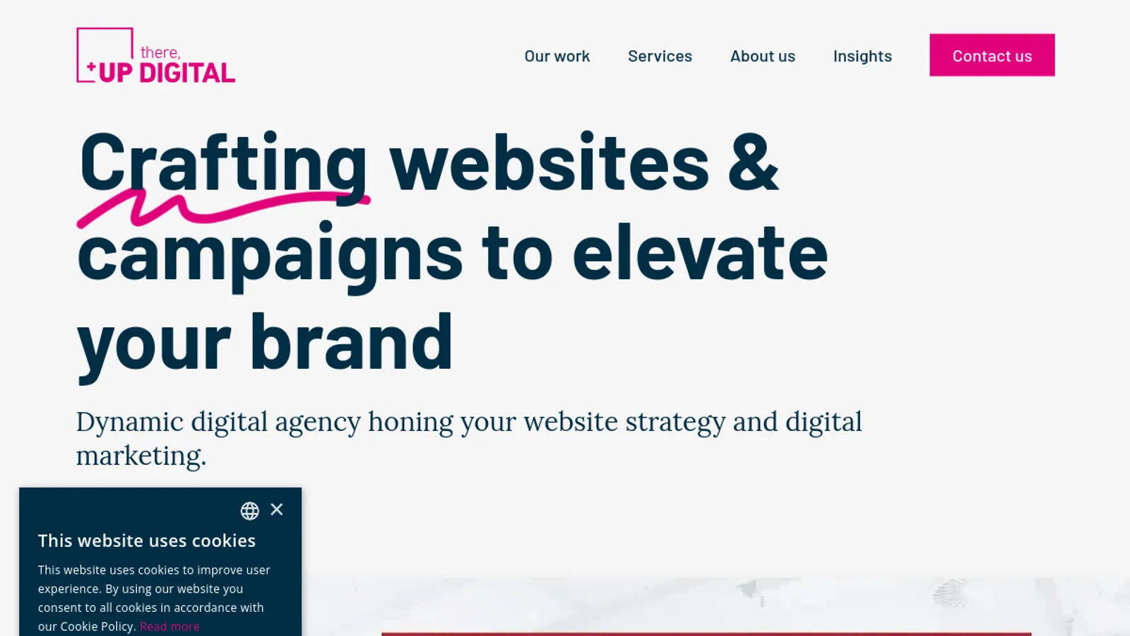 Screenshot of the UP There, Digital homepage