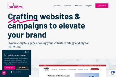 Screenshot of the UP There, Digital homepage