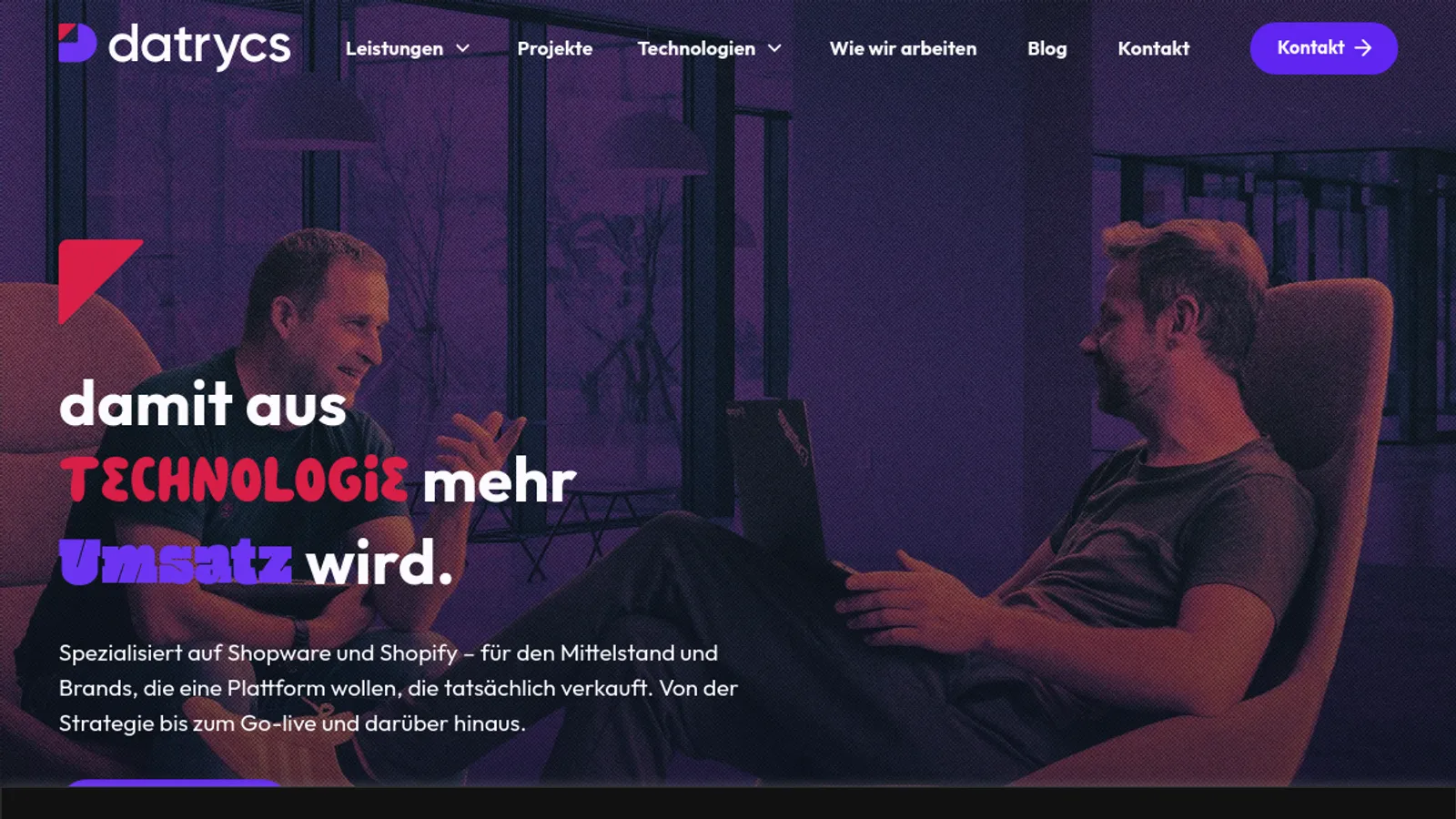 Screenshot of the datrycs GmbH homepage