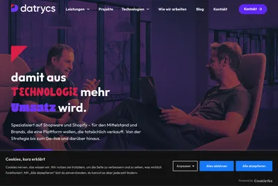 Screenshot of the datrycs GmbH homepage