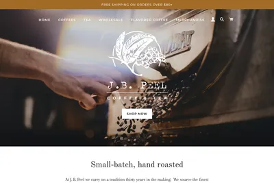 J B Peel Coffee & Tea website homepage