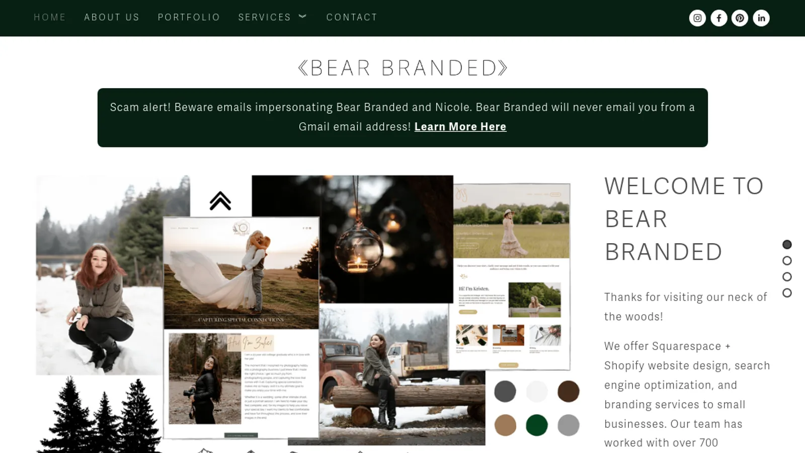 Screenshot of the Bear Branded homepage