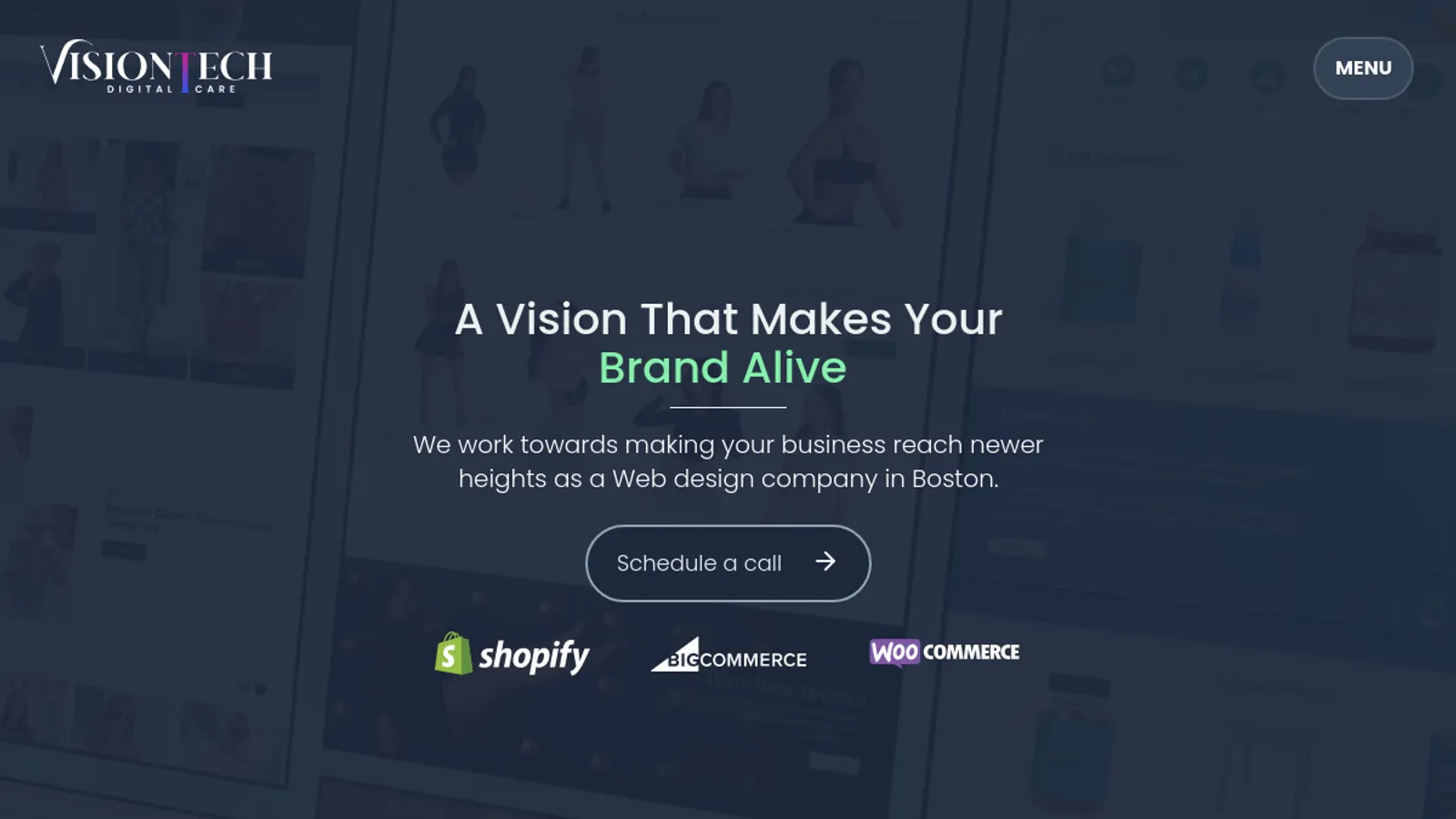 Screenshot of the Thevisiontech homepage