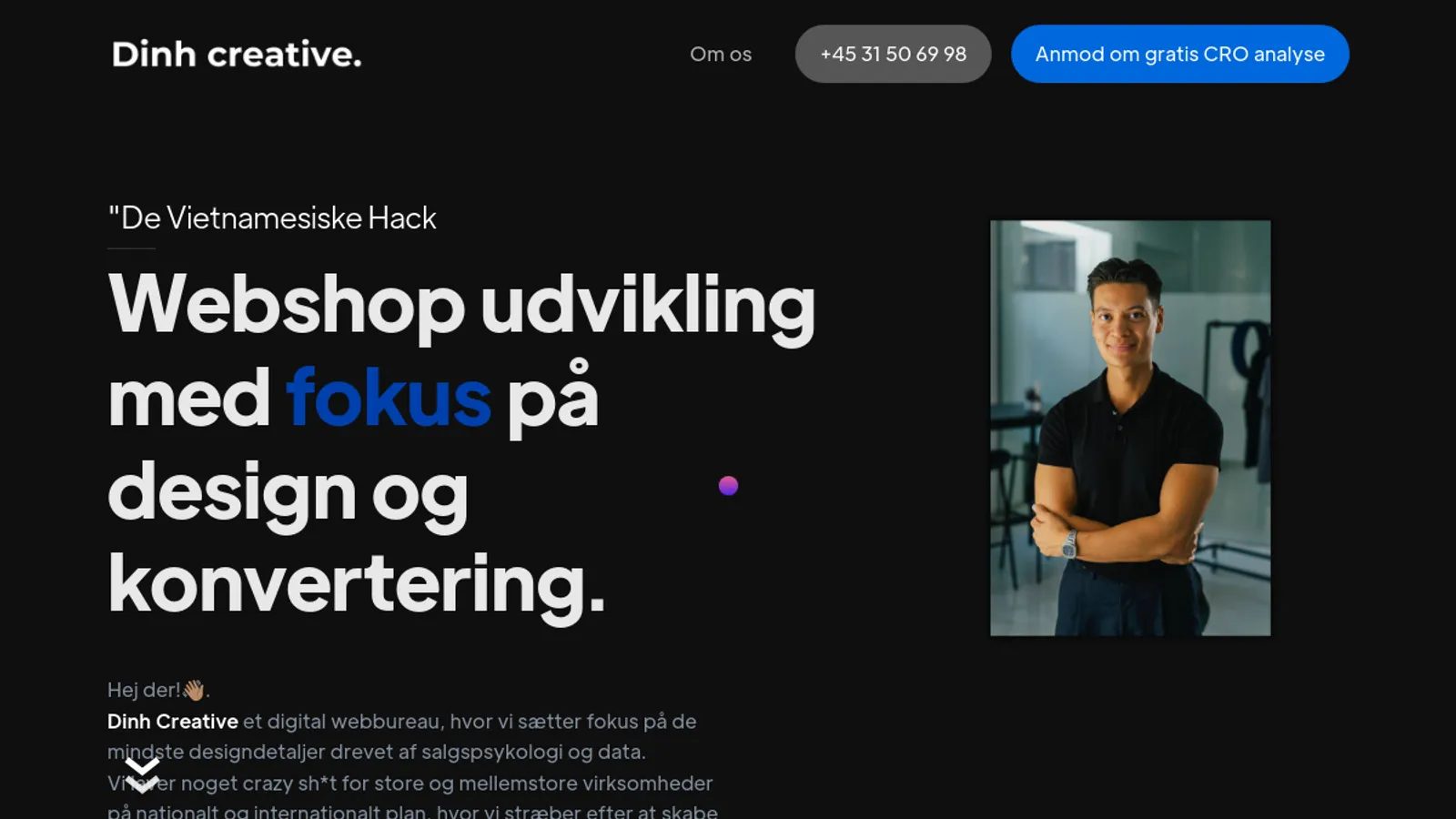 Screenshot of the Dinh Creative. homepage