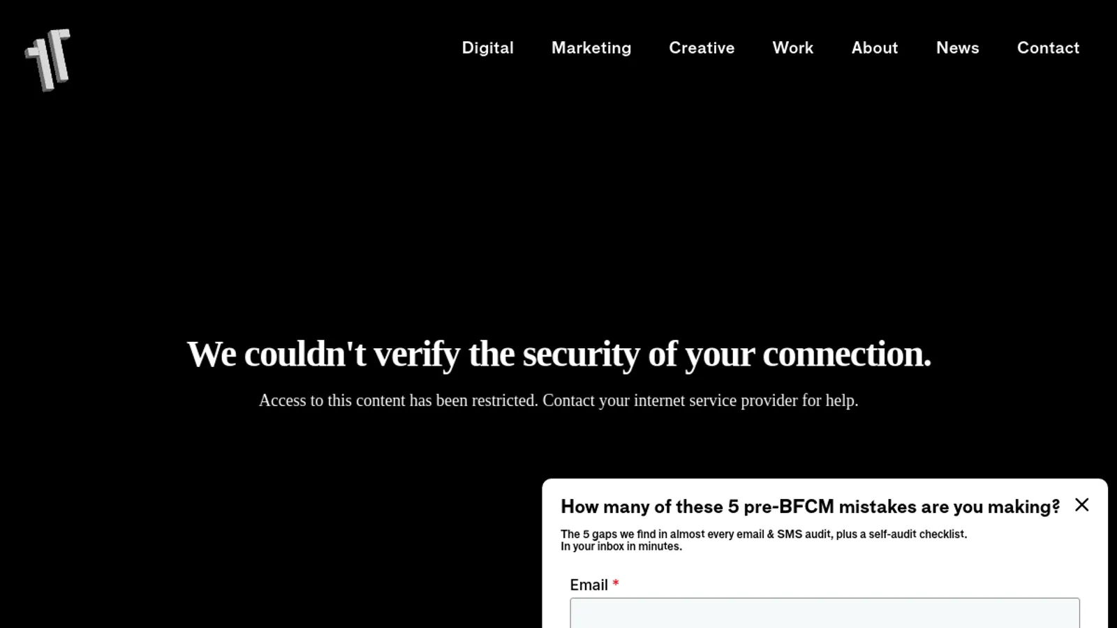 Screenshot of the 1r Agency homepage