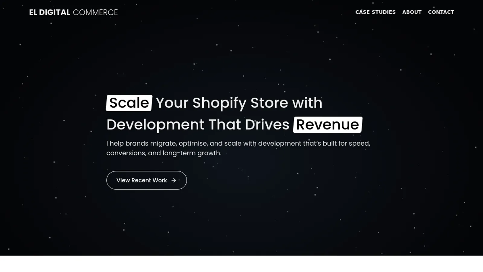 Screenshot of the EL Digital Commerce homepage