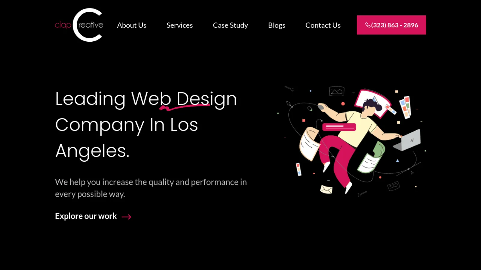 Screenshot of the Clap Creative homepage