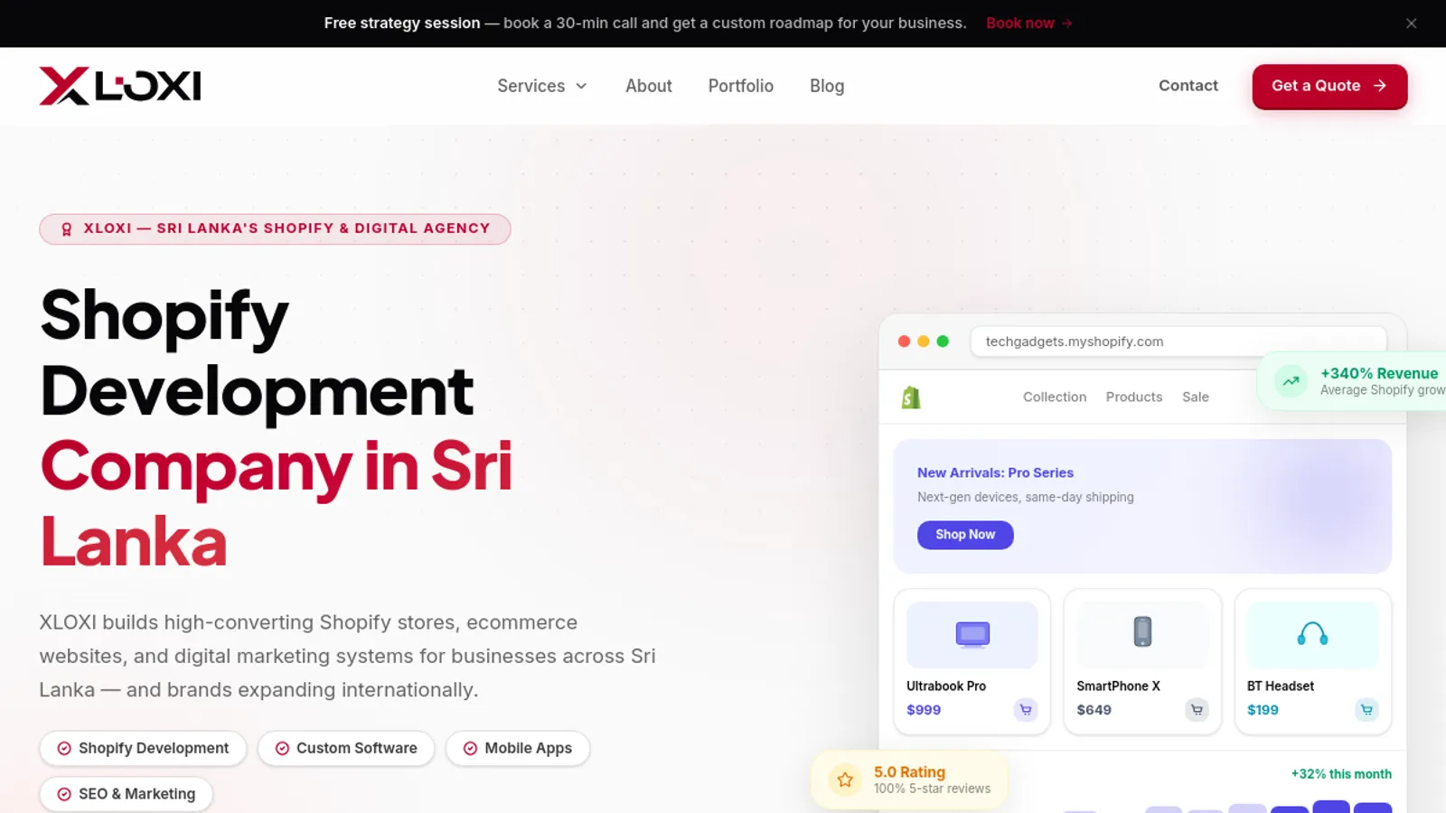 Screenshot of the XLOXI homepage