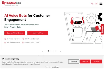 Screenshot of the SynapseIndia homepage