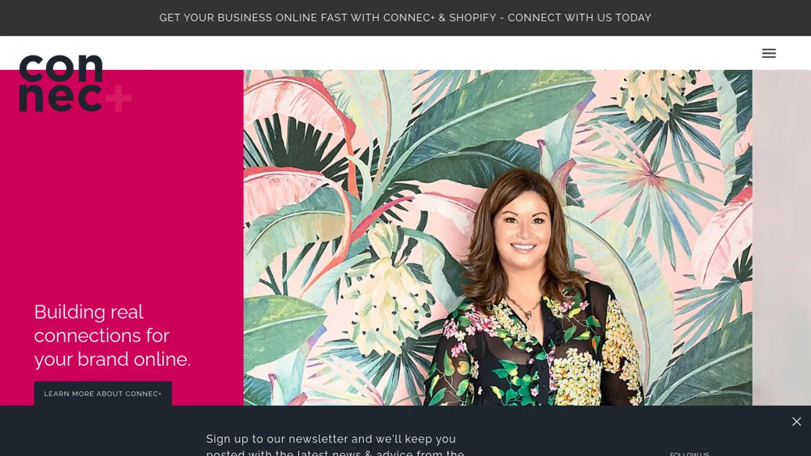 Screenshot of the Connec+ homepage