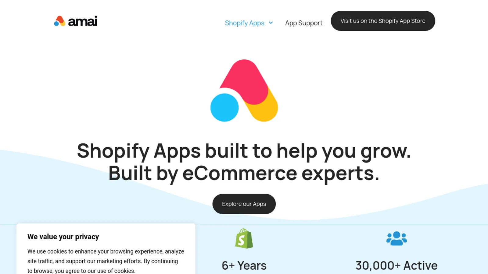 Screenshot of the Amai homepage