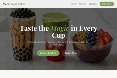 Magic Tea and Coffee website homepage