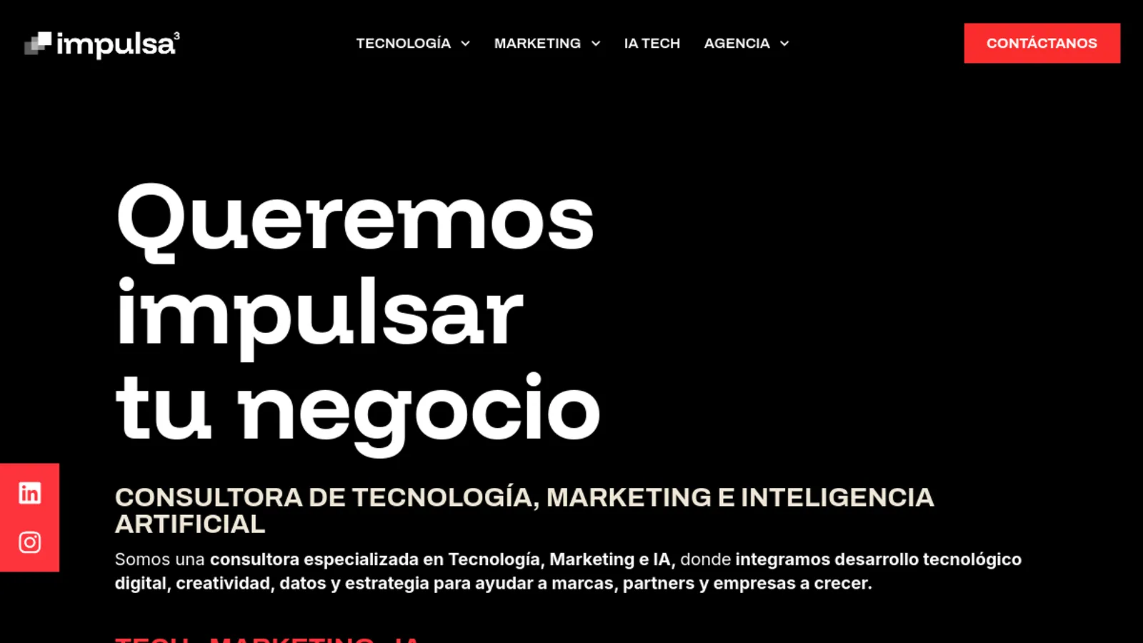 Screenshot of the Impulsa3 homepage