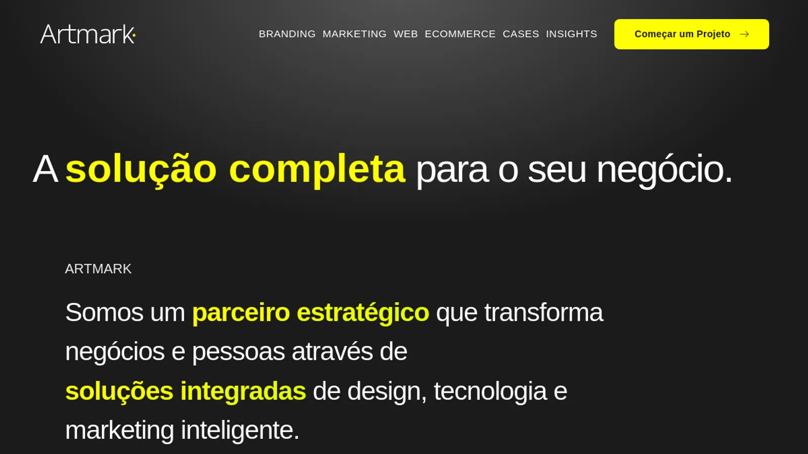 Screenshot of the Artmark homepage