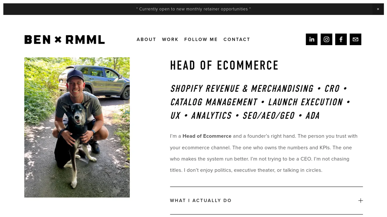 Screenshot of the Ben Rummel, LLC homepage