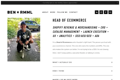 Screenshot of the Ben Rummel, LLC homepage
