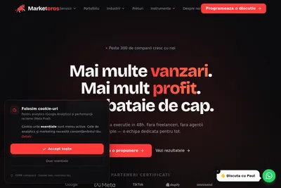 Screenshot of the Marketoros homepage