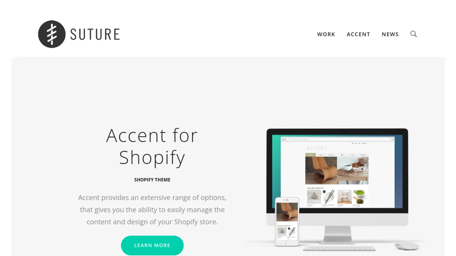 Screenshot of the Suture homepage
