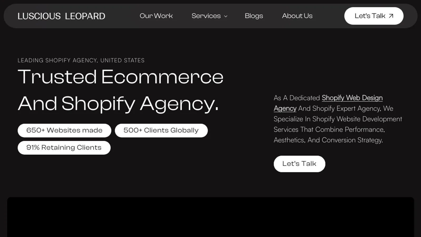 Screenshot of the LUSCIOUS LEOPARD Pvt. Ltd. homepage
