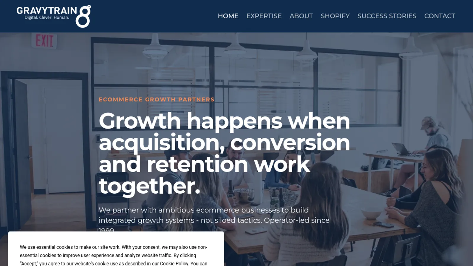 Screenshot of the Gravytrain Digital homepage