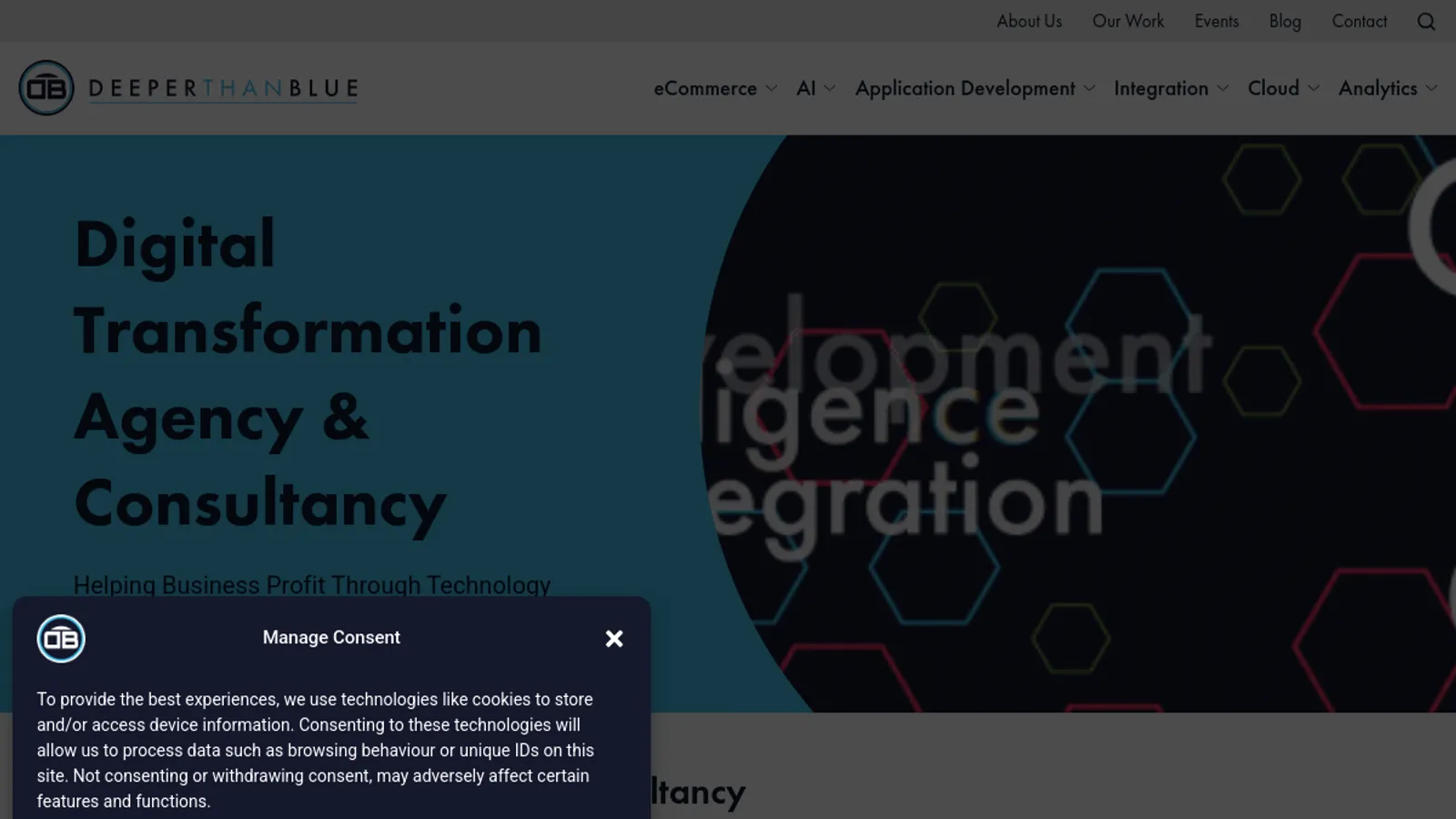 Screenshot of the DeeperThanBlue homepage