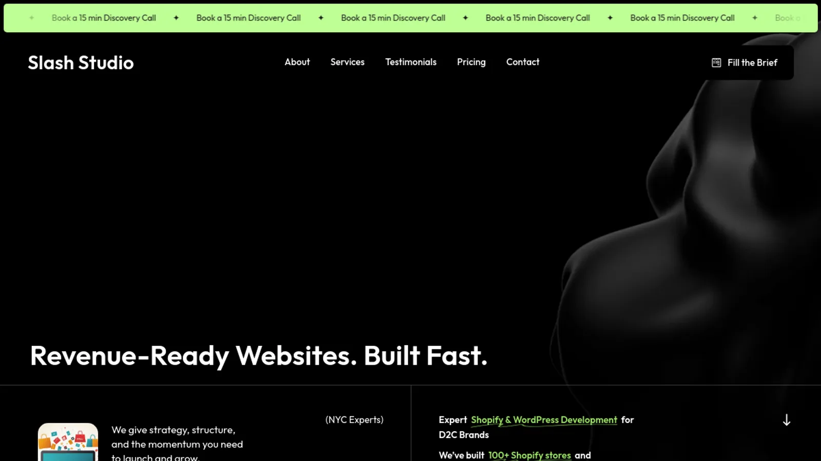 Screenshot of the Slash Studio homepage