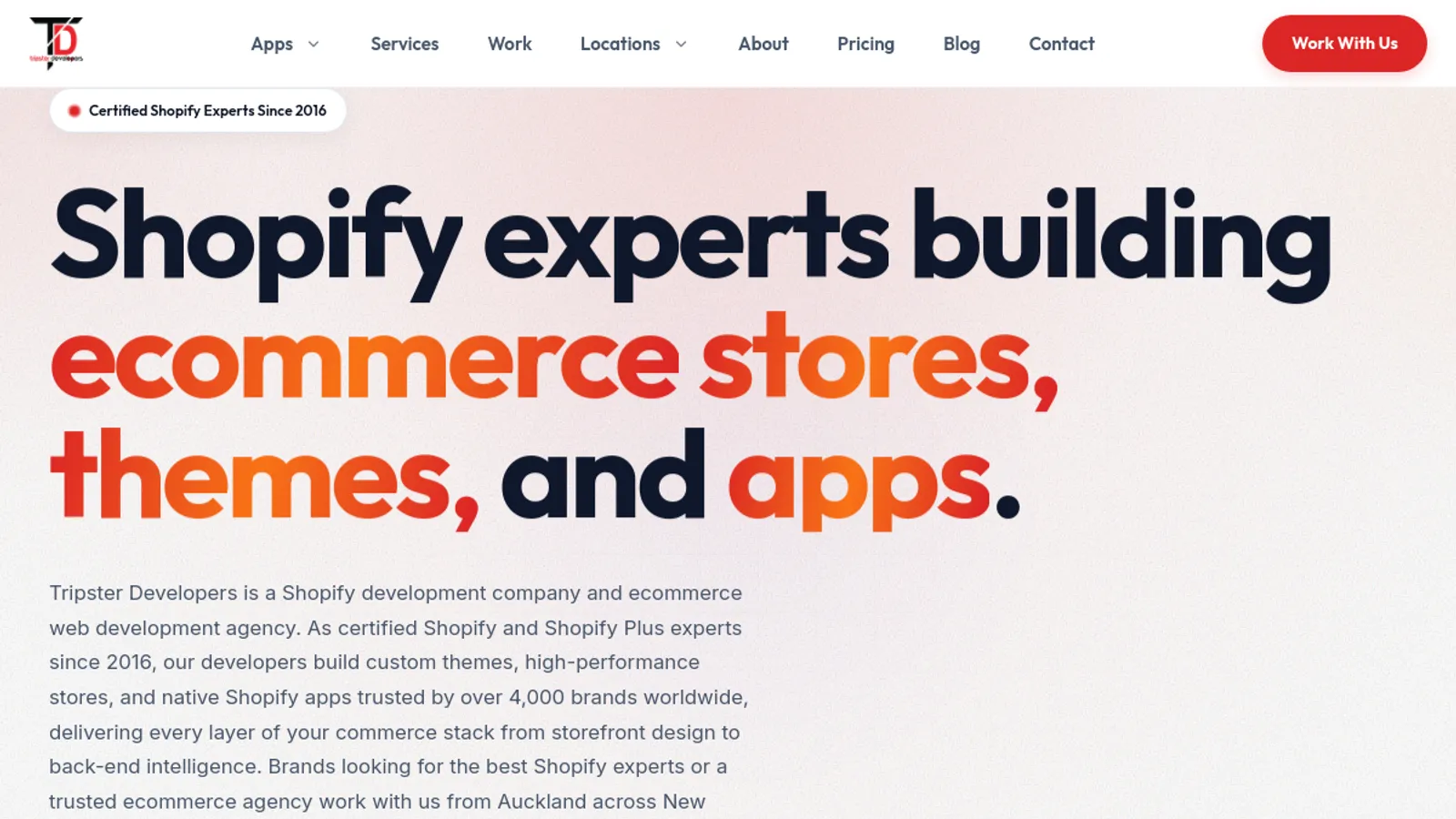 Screenshot of the Tripster Developers homepage