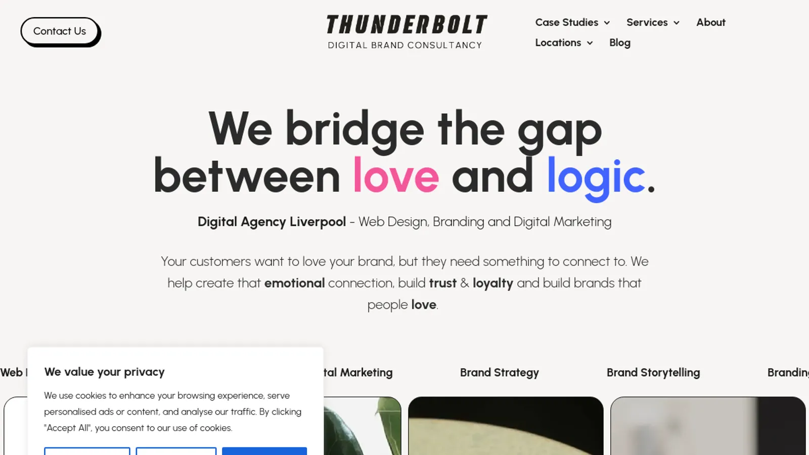 Screenshot of the Calland Creative homepage