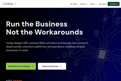 Screenshot of the Codup homepage