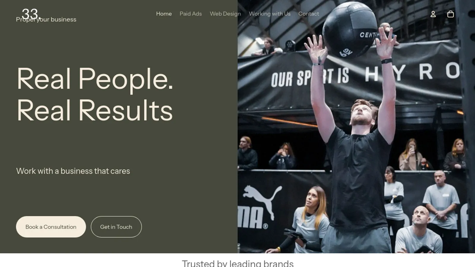Screenshot of the The 33 Agency homepage