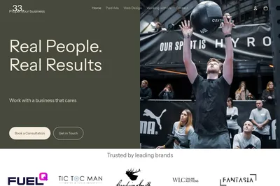 Screenshot of the The 33 Agency homepage
