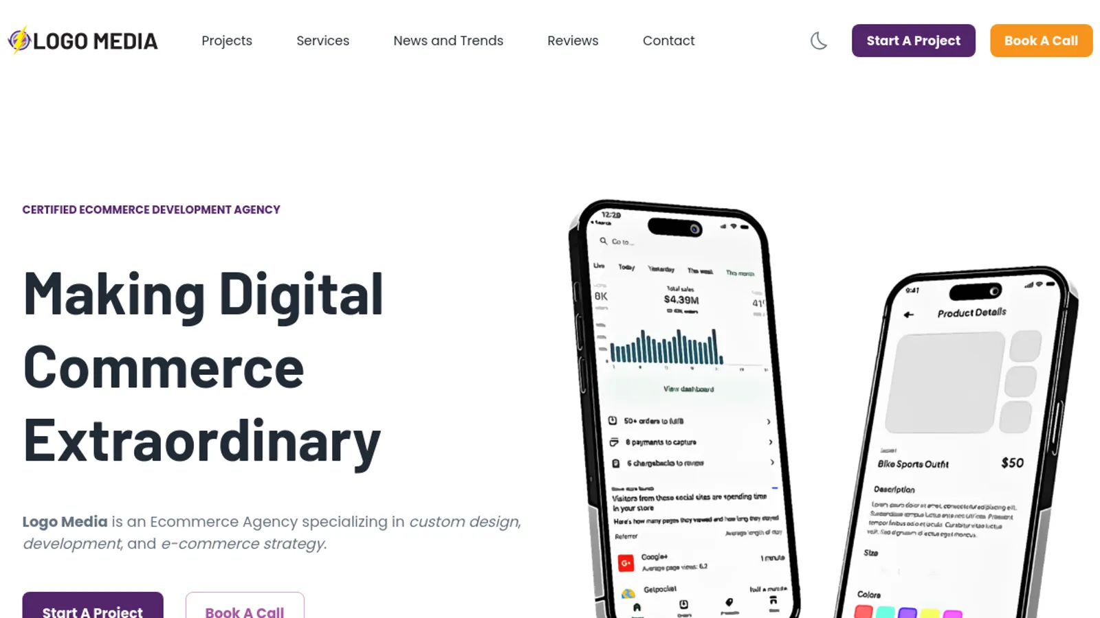 Screenshot of the Logo Media homepage