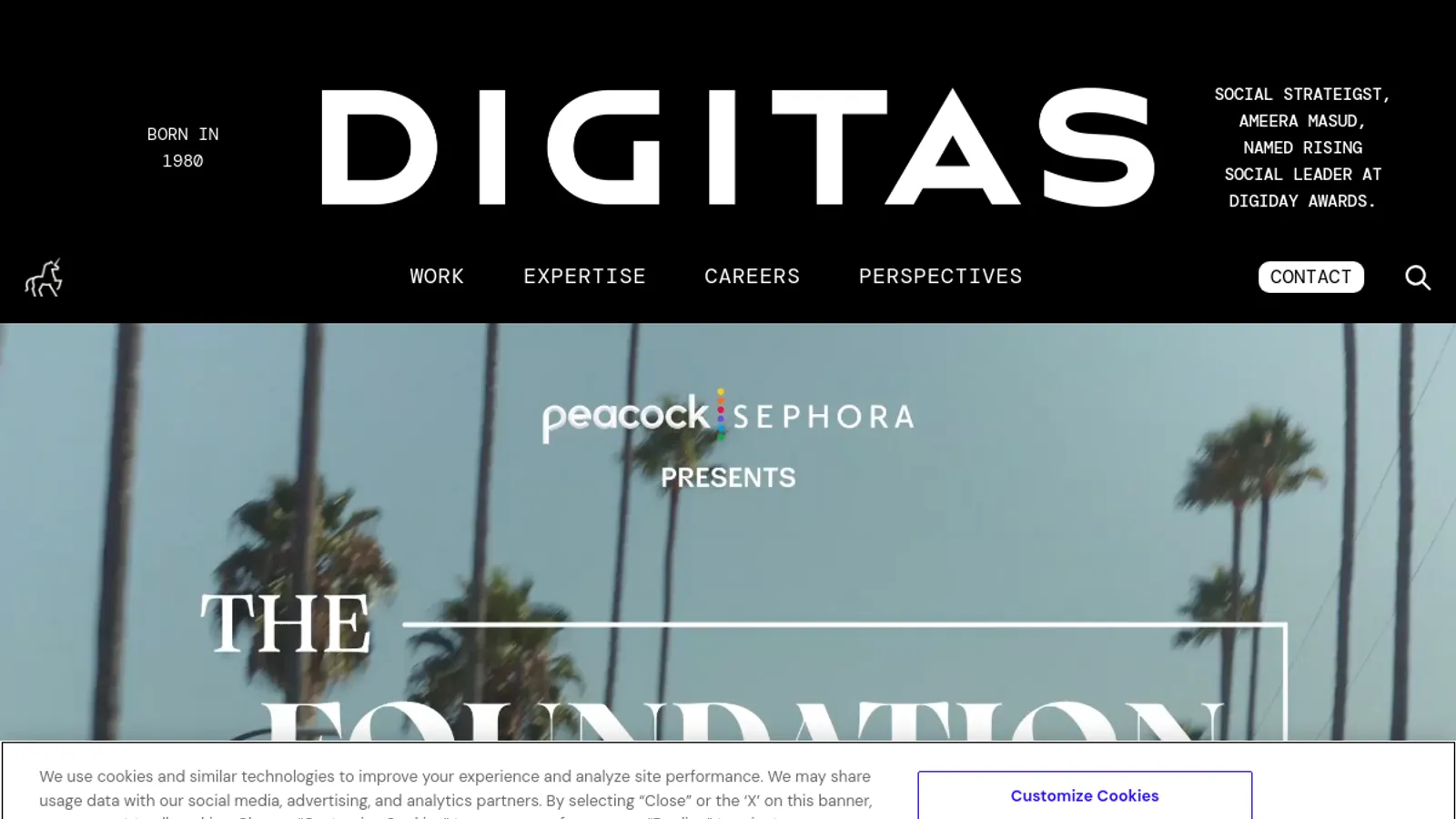 Screenshot of the Digitas homepage
