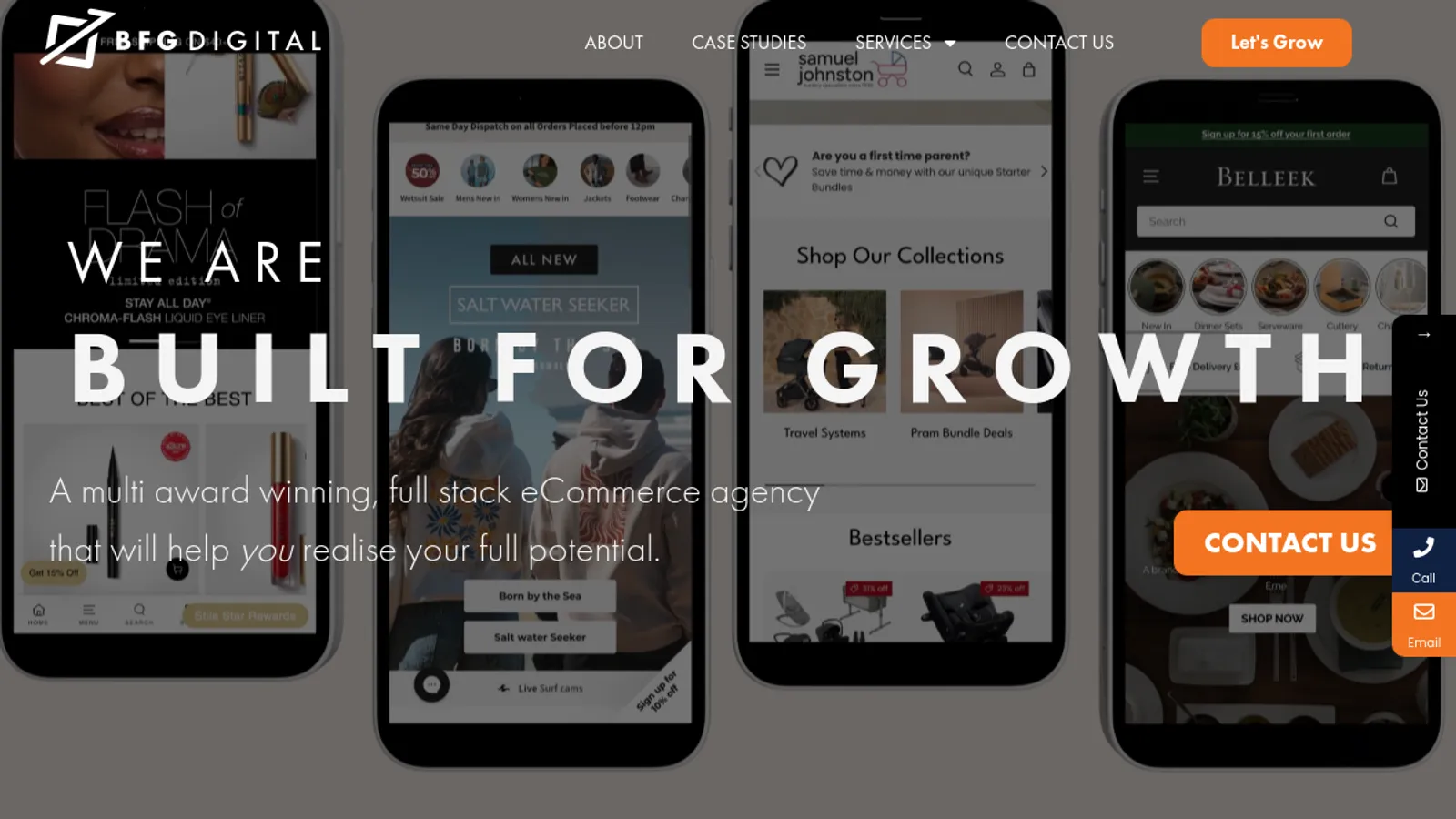 Screenshot of the Built for Growth Digital homepage