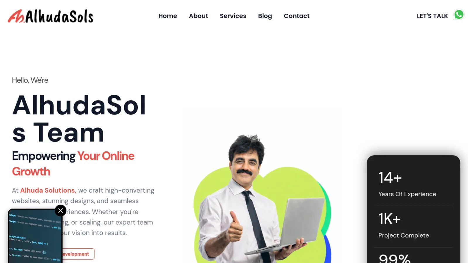 Screenshot of the Waseem Ahmad - AlhudaSols.com homepage