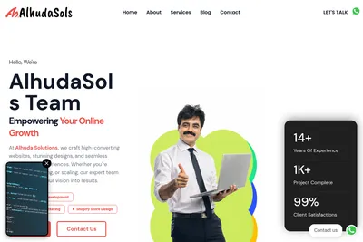 Screenshot of the Waseem Ahmad - AlhudaSols.com homepage