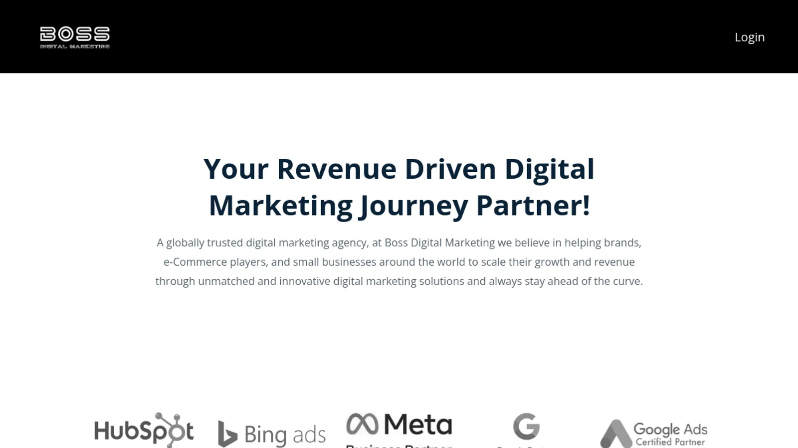 Screenshot of the Boss Digital Marketing homepage