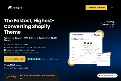 Screenshot of the Booster Support homepage