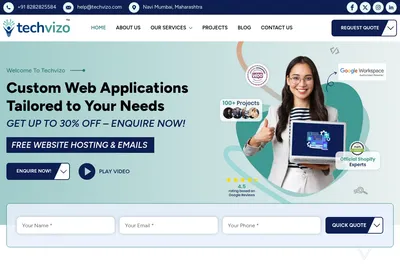 Screenshot of the Techvizo homepage