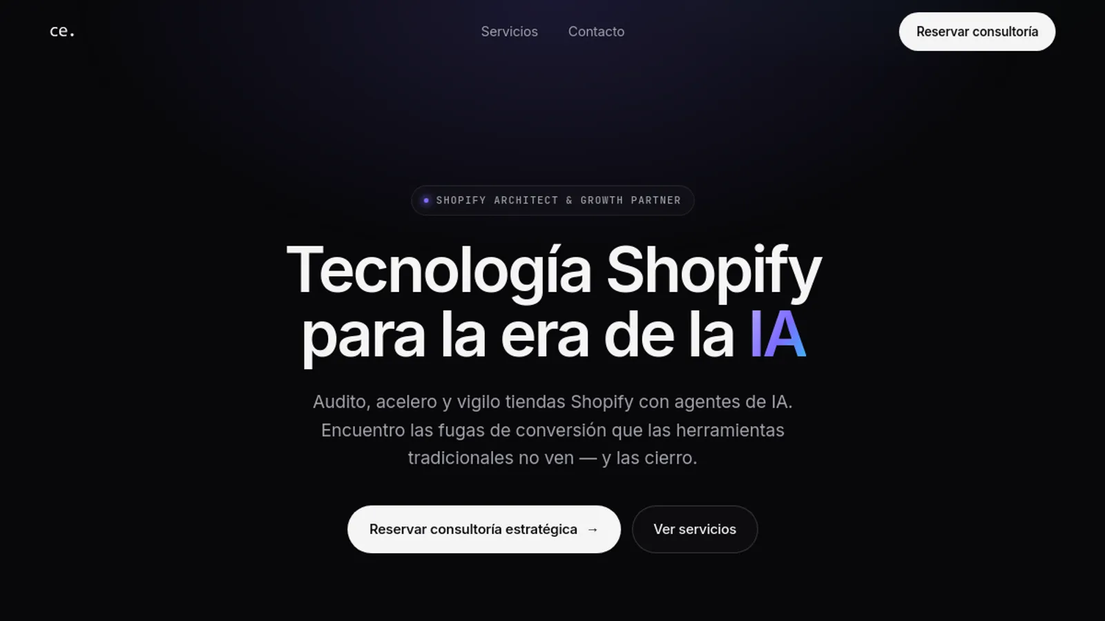 Screenshot of the Carlos Enrique homepage