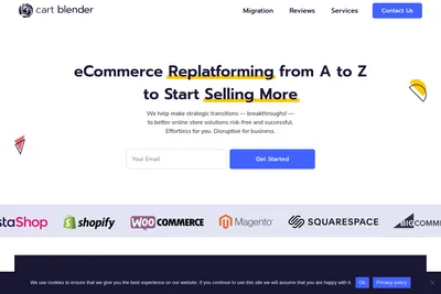 Screenshot of the Cart Blender homepage