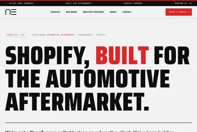 Screenshot of the Active Edge Commerce homepage