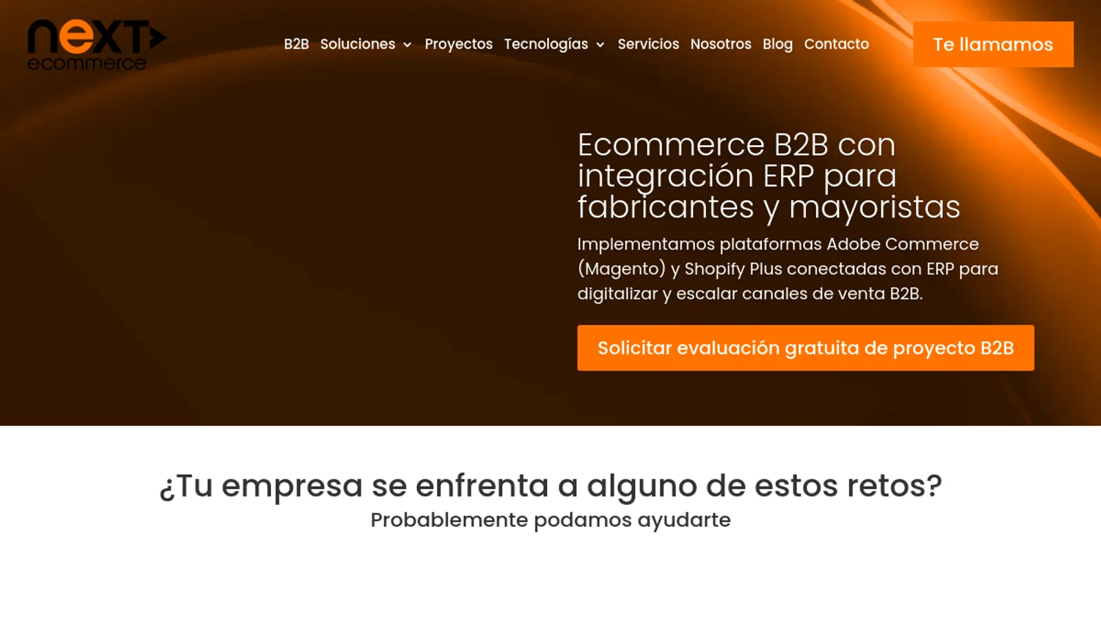 Screenshot of the NeXT ECOMMERCE homepage