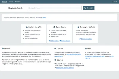 Screenshot of the Marginalia Search homepage