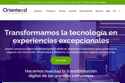 Screenshot of the Orienteed homepage