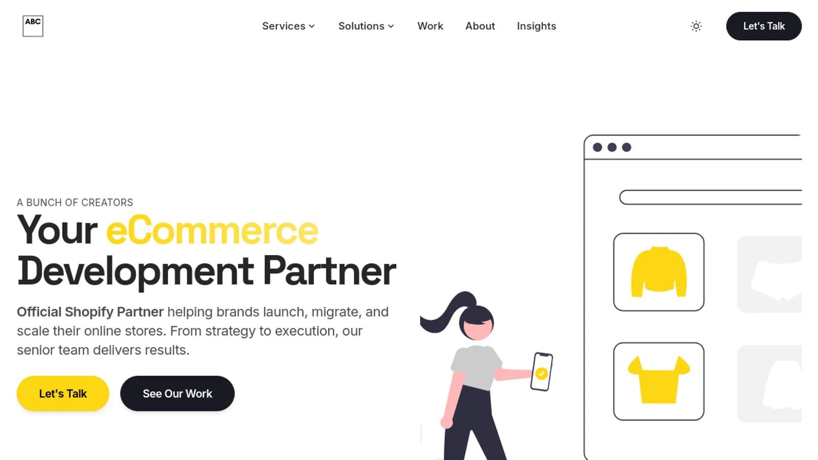Screenshot of the A Bunch of Creators homepage