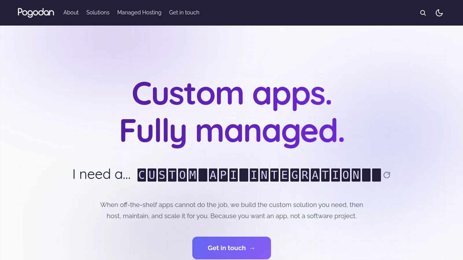 Screenshot of the Pogodan homepage